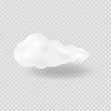 Realistic vector image of white cloud with shadow. Stock Illustration