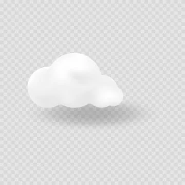Realistic vector image of white cloud with shadow. Stock Illustration