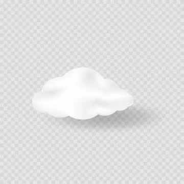 Realistic vector image of white cloud with shadow. Stock Illustration