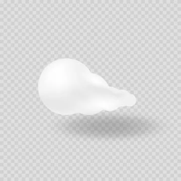 Realistic vector image of white cloud with shadow. Stock Illustration