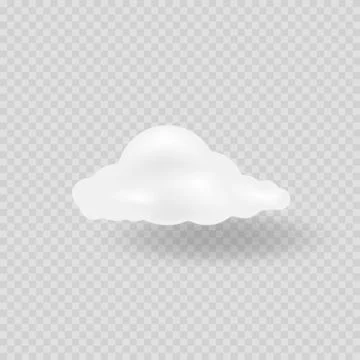 Realistic vector image of white cloud with shadow. Stock Illustration