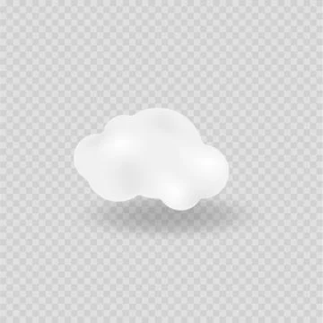 Realistic vector image of white cloud with shadow. Stock Illustration