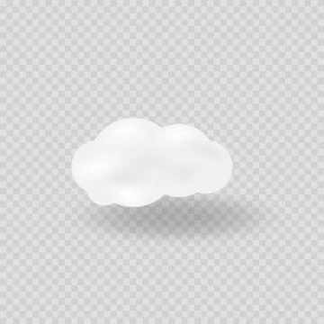 Realistic vector image of white cloud with shadow. Stock Illustration