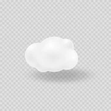 Realistic vector image of white cloud with shadow. Stock Illustration