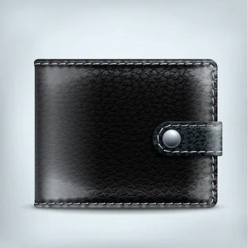 Realistic vector leather textured black wallet Stock Illustration
