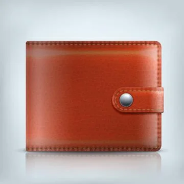 Realistic vector leather textured brown wallet Stock Illustration