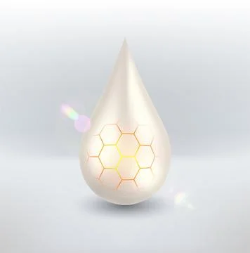 Realistic vector light drop of cream with hexagon texture. Skin care cream with 스톡 일러스트