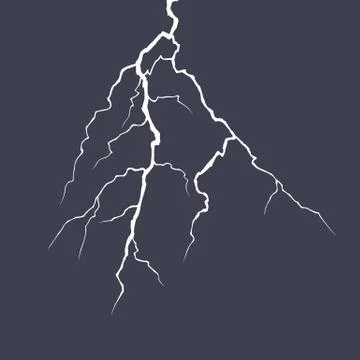 Realistic vector lightning on checkered background. Bright, electric lightnin Stock Illustration