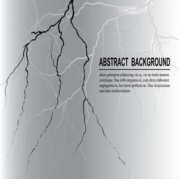 Realistic vector lightning on dark background. Bright, electric lightning Stock Illustration