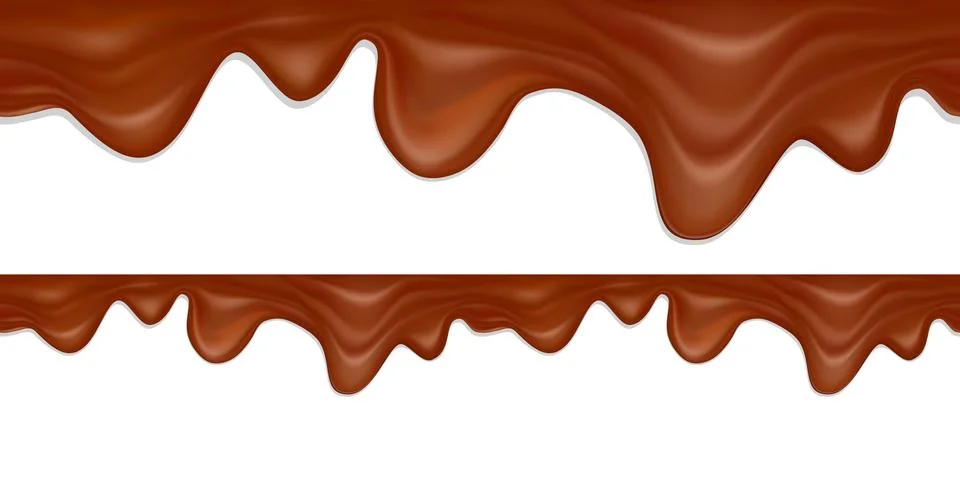 Realistic vector melted chocolate seamless horizontal border. Flowing liquid 스톡 일러스트