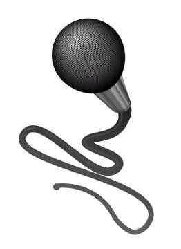 Realistic vector microphone with long wire isolated on white background Ilustración de archivo