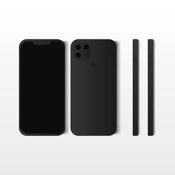 Realistic Vector Modern Phone on Four Sides Black Stock Illustration