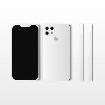 Realistic Vector Modern Phone on Four Sides Silver White Stock Illustration