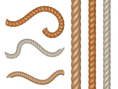 Realistic vector nautical cables and seamless rope Stock Illustration