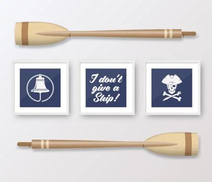 Realistic Vector Navy or Marine Picture Frames Set, Mounted on the White Wall 库存插图