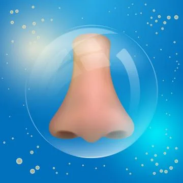 Realistic vector nose in safe bubble Stock Illustration