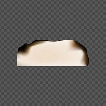 Realistic vector paper burnt, smoldering page scrap, charred paper sheet edges Stock Illustration