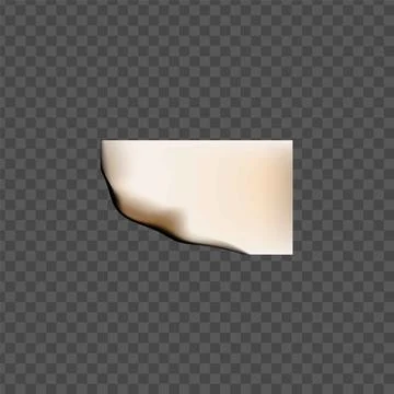 Realistic vector paper corner burnt, smoldering page scrap, charred paper sheet Stock Illustration