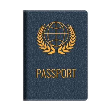 Realistic vector Passport mockup. Front cover of High detailed leather cover of Stock Illustration
