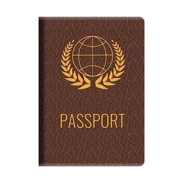 Realistic vector Passport mockup. Front cover of High detailed leather cover of Illustrazione stock