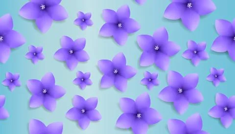 Realistic vector pattern with blue flowers Illustrazione stock