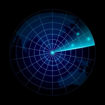 Realistic vector radar in searching.  Radar with the aims on itVector. Stock Illustration