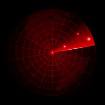 Realistic vector radar in searching.  Radar with the aims on it Vector. Stock Illustration