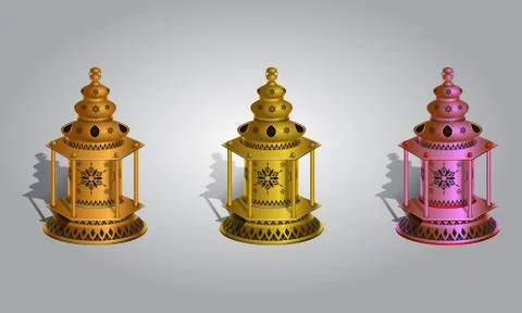 Realistic vector Ramadan lamp or lantern mock up for greeting card or poster. Stock Illustration