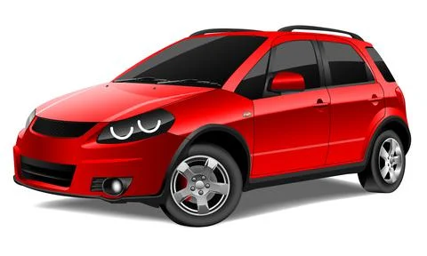 Realistic vector red car coupe sport transportation on isolated background Stock Illustration