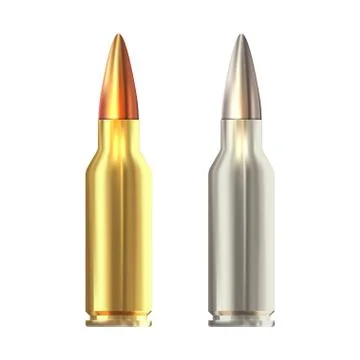 Realistic vector rifle bullets islated on white background. Shiny rifle bullets. 스톡 일러스트