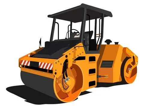 Realistic vector road roller Stock Illustration