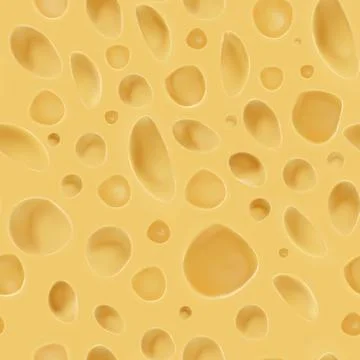 Realistic vector seamless cheese pattern.Vector texture of sliced cheese in Illustrazione stock