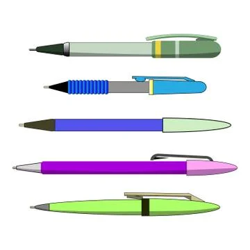 Realistic vector set pens for writing isolated on white 스톡 일러스트