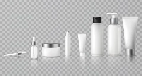 Realistic vector skincare packaging set on transparent background Stock Illustration