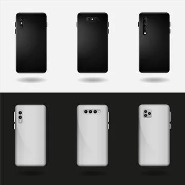Realistic vector smartphone pack with back design Stock Illustration