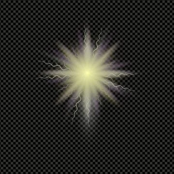 Realistic vector sparkle spotlight light effect transparent background. Stock Illustration