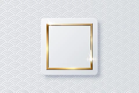 Realistic vector sparkling shiny glowing golden square on white button isolated 스톡 일러스트