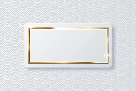 Realistic vector sparkling shiny glowing golden rectangle on white button Stock Illustration
