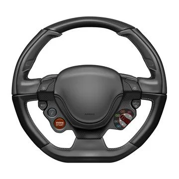 Realistic vector steering wheel supercar auto parts for steering direction Stock Illustration
