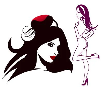 Realistic vector stylish beautiful model. Young attractive daydreaming woma.. Stock Illustration