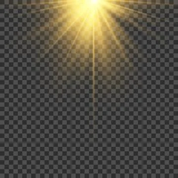 Realistic vector sunlight flare with glowing rays and sparkle. Bright, abstract Stock Illustration