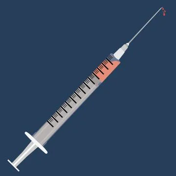 Realistic vector syringe with drop red blood isolated Vector illustration Illustrazione stock