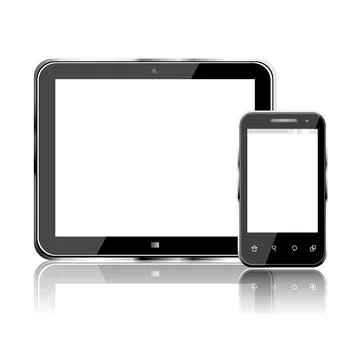 Realistic vector tablet computer and mobile phone Stock Illustration