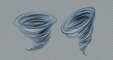 Realistic vector tornado swirl isolated on gray background. Real transparency Stock Illustration