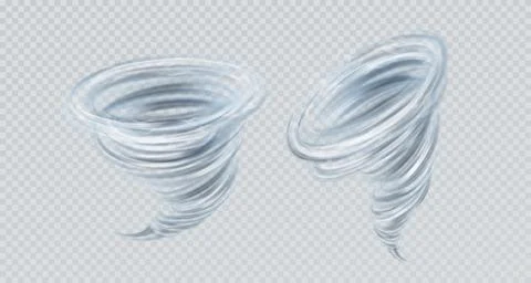 Realistic vector tornado swirl isolated on gray background. Real transparency Stock Illustration