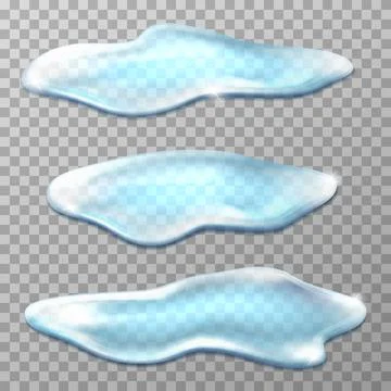 Realistic vector transparent water puddle isolated on a transparent backgroun Stock Illustration