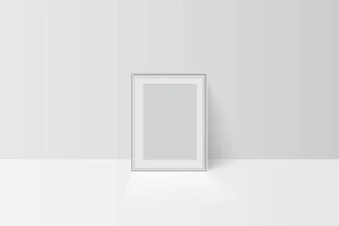 Realistic vector tree-dimension empty blank white simple frame mockup template Stock Illustration