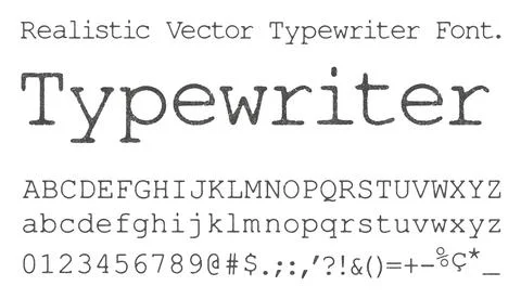 Realistic vector Typewriter font Stock Illustration