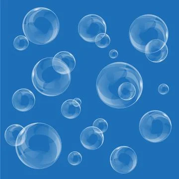 Realistic vector water bubbles illustration Stock Illustration