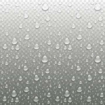 Realistic vector water drops transparent background. Clean drop condensation  Stock Illustration